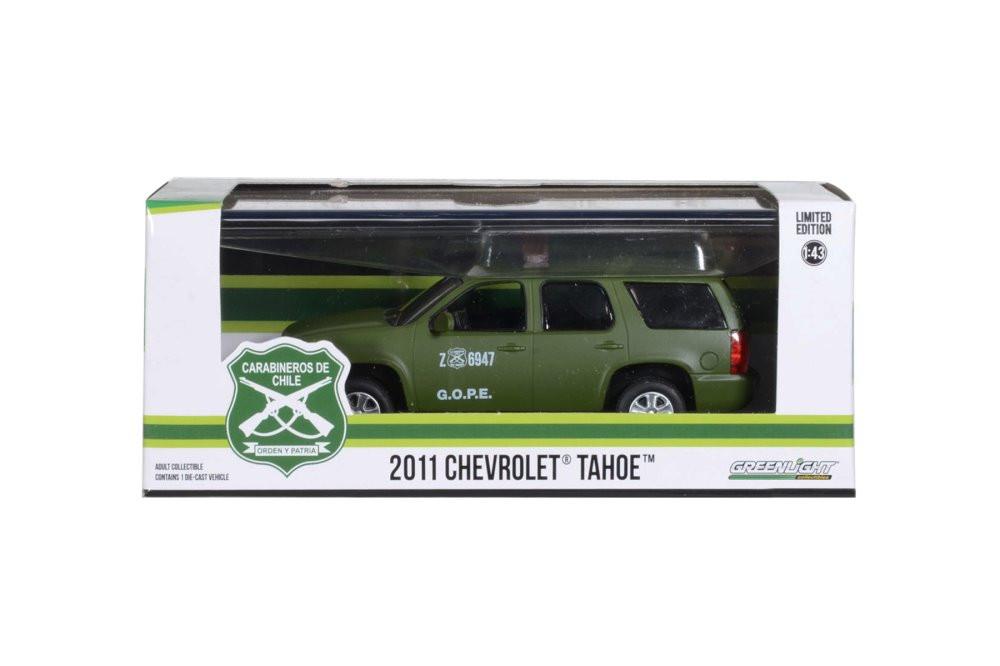 Carabineros de Chile 2011 Chevy Tahoe Police, Matte Green -  86620 - 1/43 scale Diecast Car
