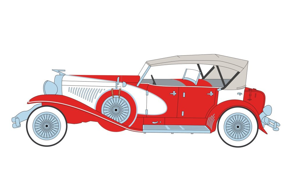 Duesenberg II SJ, Red and White - Greenlight 13627 - 1/18 scale