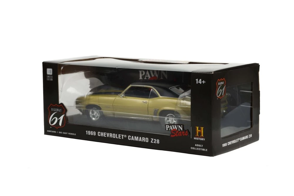 1969 Chevy Camaro Z/28, Gold and Black - Greenlight HWY18032 - 1/18 scale Diecast Model Toy Car