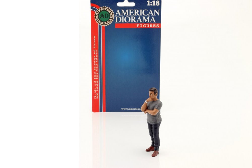 The Dealership - Customer III, Gray and Blue - American Diorama 76311 - 1/18 scale Figurine