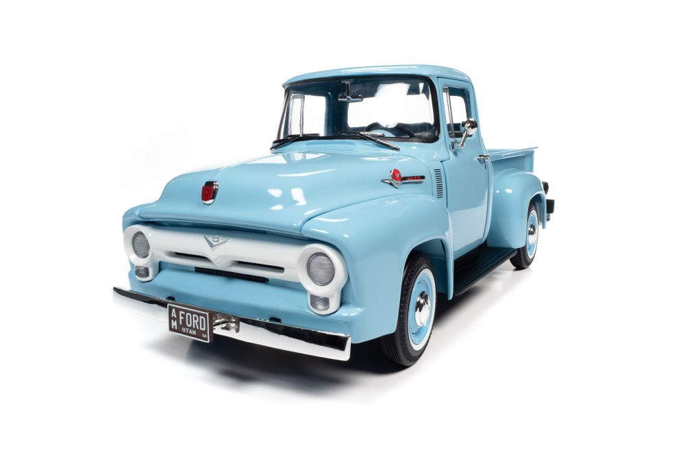 1956 Ford F-100 Mild Custom Pickup Truck, Diamond Blue - Auto