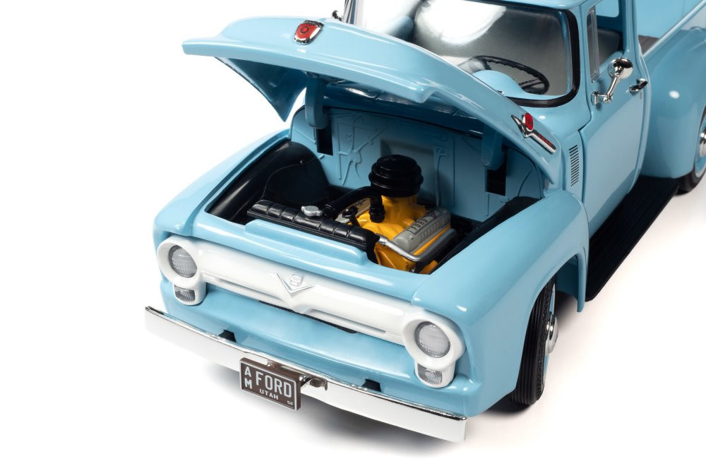 1956 Ford F-100 Mild Custom Pickup Truck, Diamond Blue - Auto