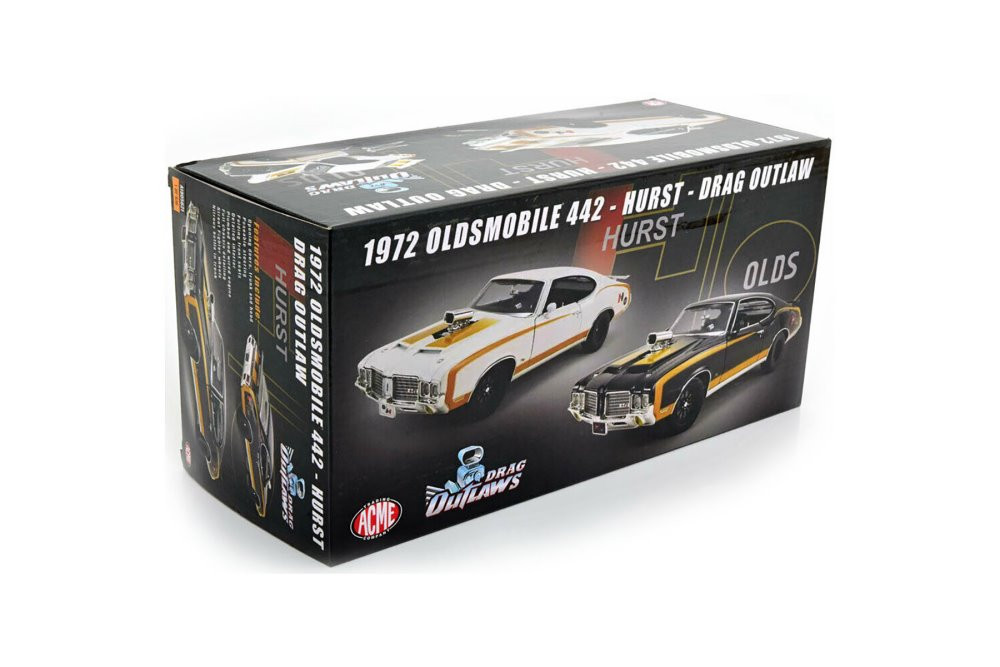 1972 Oldsmobile 442 Hurst, White and Gold - Acme A1805620 - 1/18 scale Diecast Model Toy Car