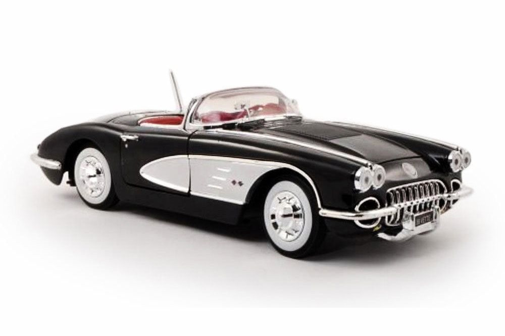 1958 Chevy Corvette Convertible, Black - Motormax 73109TC/BK - 1
