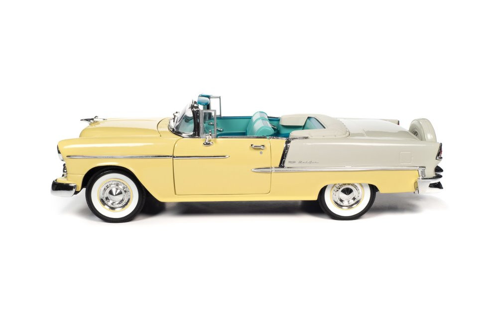 1955 Chevy Bel Air Convertible, Harvest Gold and India Ivory - Auto World 1/18 scale Diecast Car