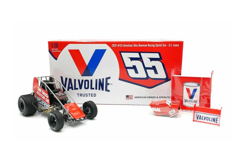 2021 Winged Sprint Car, #55 C.J. Leary "Valvoline" - Acme A1809515 - 1/18 scale Diecast Car