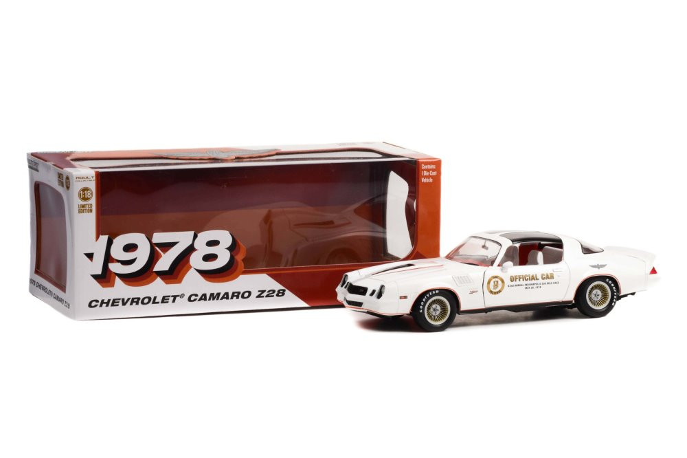 62nd Indy 500 Mile Parade Car 1978 Chevy Camaro Z/28, White -  13598 - 1/18 scale Diecast Car