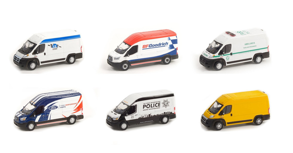 Greenlight Route Runners Series 4 Diecast Car Set - Box of 6 assorted 1/64 Scale Diecast Model Cars