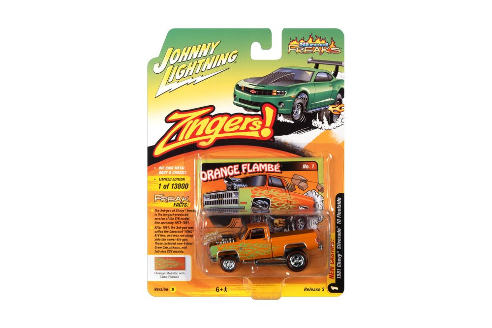 1981 Chevy Silverado 10 Fleetside, Orange  - Johnny Lightning JLSP178 - 1/64 scale Diecast Car