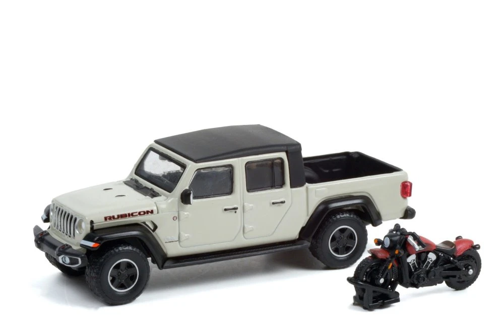 2020 Jeep Gladiator Rubicon & 2020 Indian Scout Motorcycle Greenlight 97120 1/64 scale Diecast Car