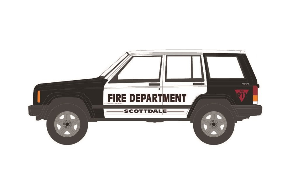 2000 Jeep Cherokee, Black and White - Greenlight 67020D/48 - 1/64 scale Diecast Model Toy Car