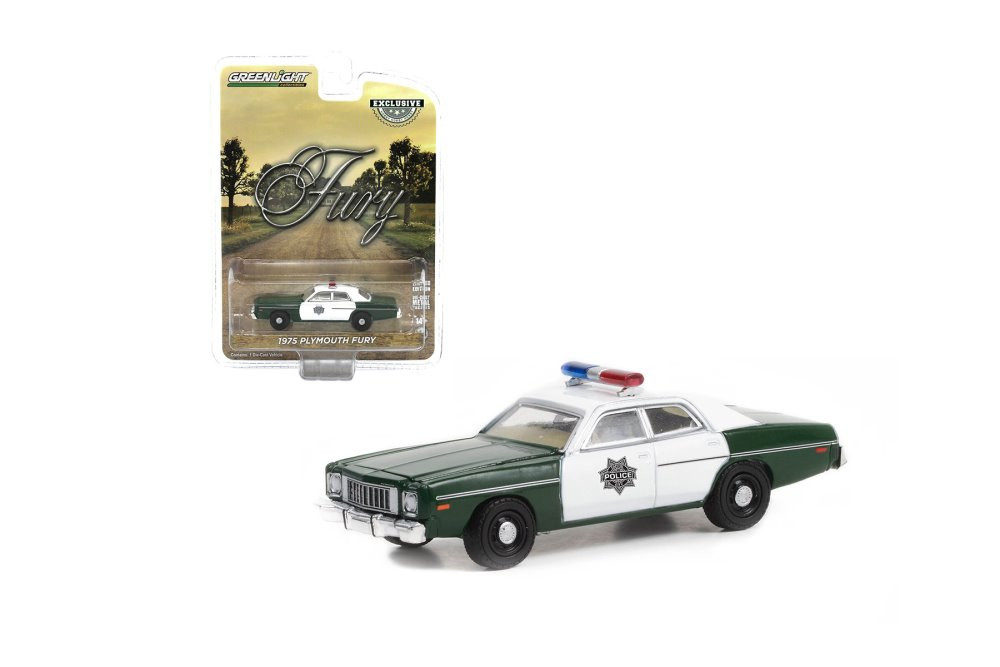 1975 Plymouth Fury, Dark Green and White - Greenlight 30325 1/64 scale  Diecast Car