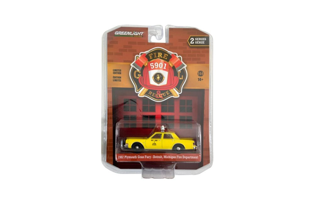 1982 Plymouth Gran Fury, Yellow - Greenlight 67020C/48 - 1/64 scale Diecast Model Toy Car