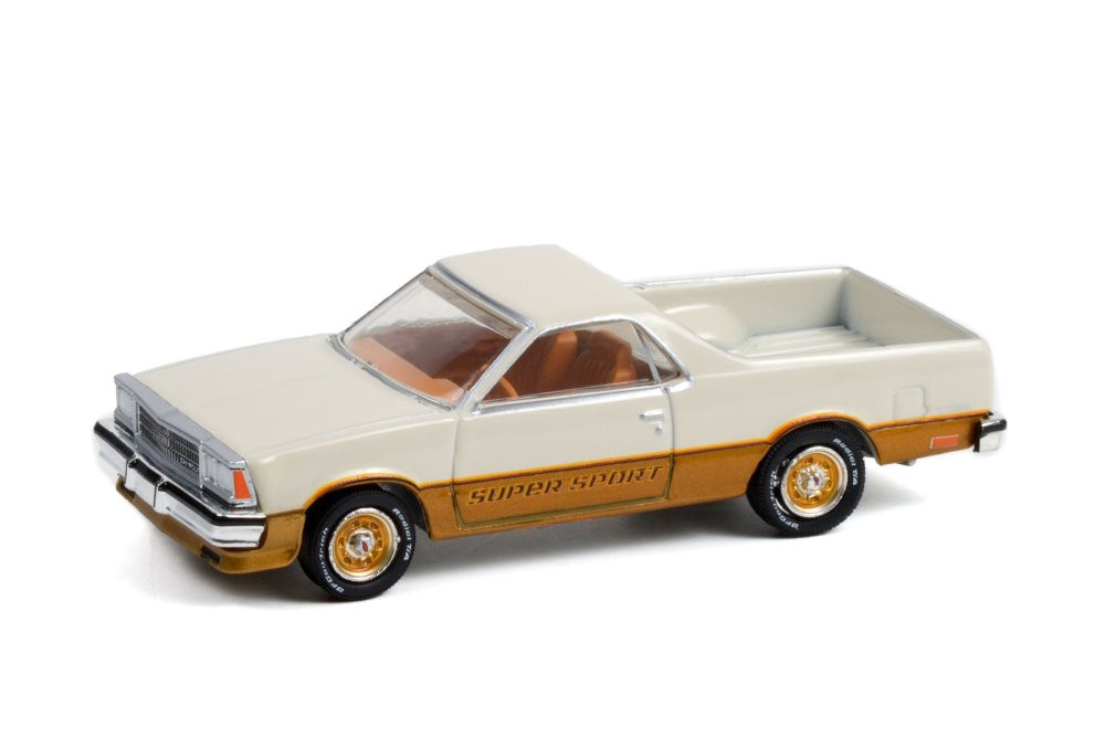 1980 Chevy El Camino SS Super Sport, White and Gold - Greenlight 13310C - 1/64 scale Diecast Car