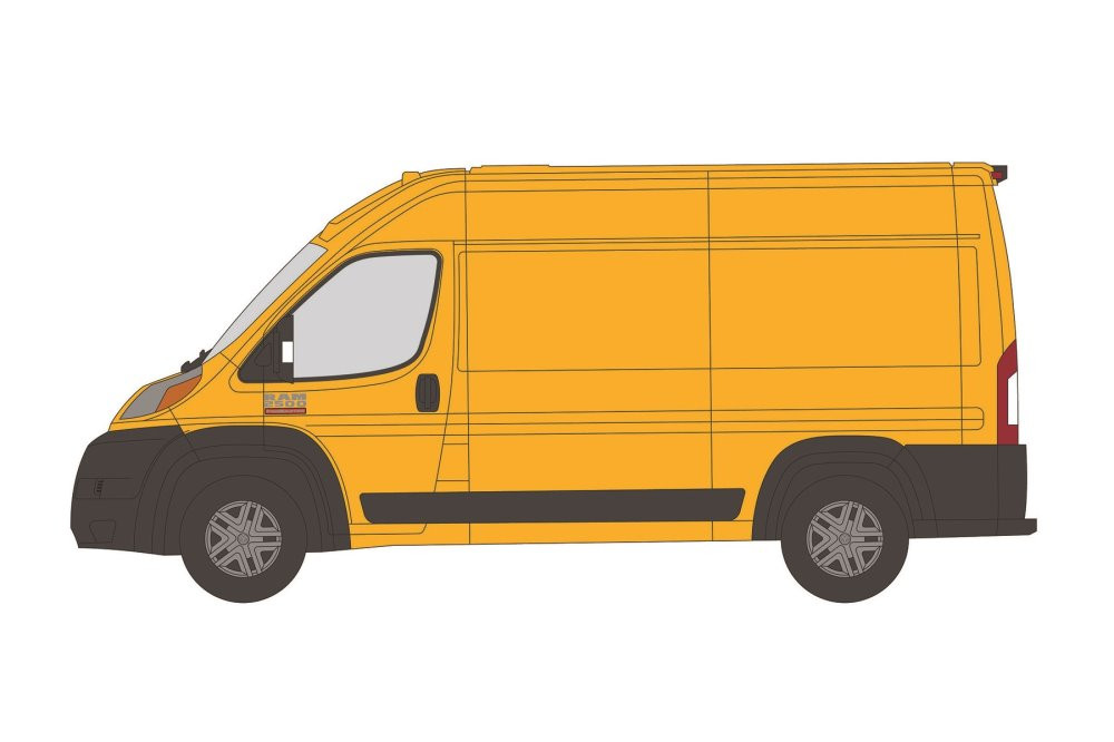 2021 Dodge Ram ProMaster 2500 Cargo High Roof, Yellow - Greenlight 53040F 1/64 scale Diecast Car