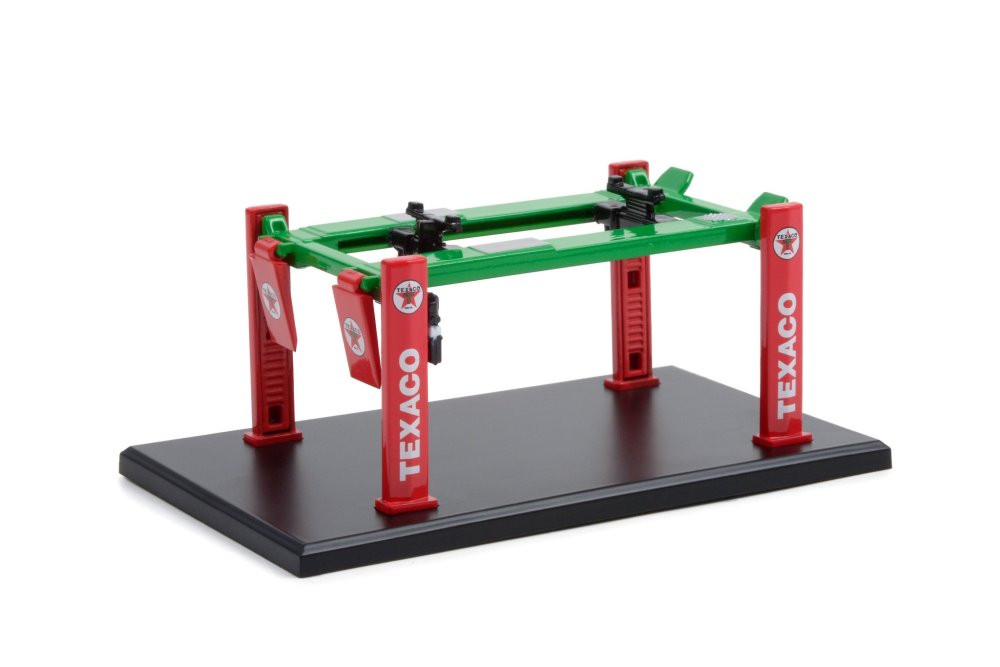 Texaco Four-Post Lift, Green and Red - Greenlight 16120B/48 - 1/64 scale Diecast Accessory