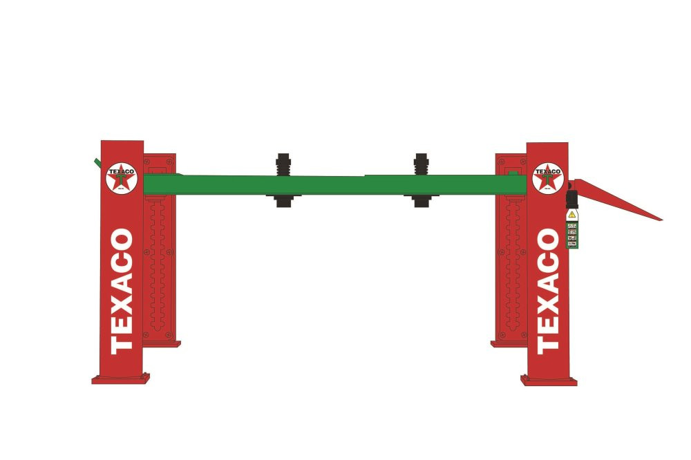 Texaco Four-Post Lift, Green and Red - Greenlight 16120B/48 - 1/64 scale Diecast Accessory