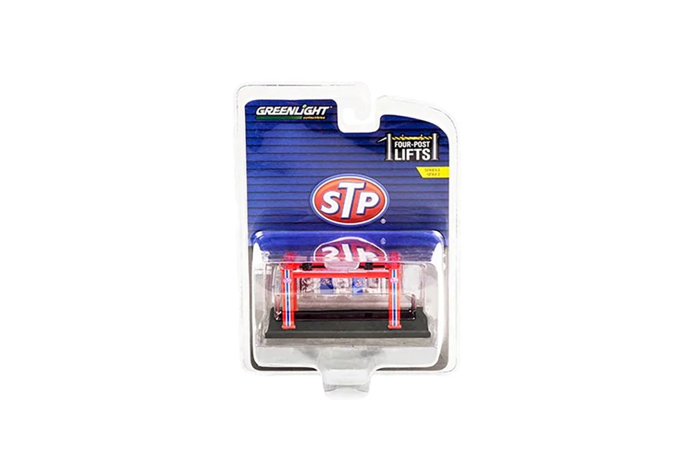 STP Four-Post Lift, Blue and Red - Greenlight 16120A/48 - 1/64 scale Diecast Accessory