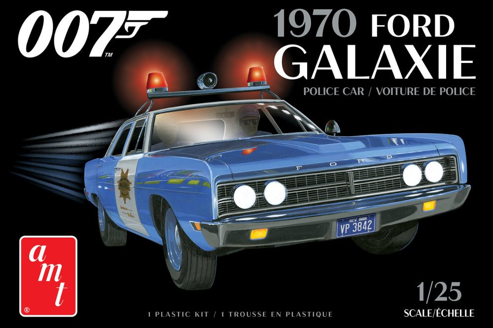 1970 Ford Galaxie Police Car, James Bond 007 - AMT AMT1172M/12 - 1/25 scale Plastic Model Kit