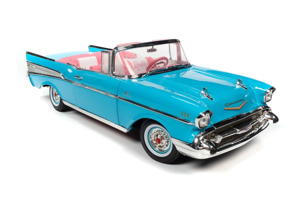 1957 Chevy Bel Air Convertible, Aqua Blue - Auto World AWSS135 - 1/18 scale Diecast Model Toy Car