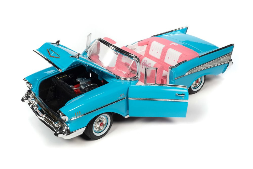 1957 Chevy Bel Air Convertible, Aqua Blue - Auto World AWSS135 - 1/18 scale Diecast Model Toy Car