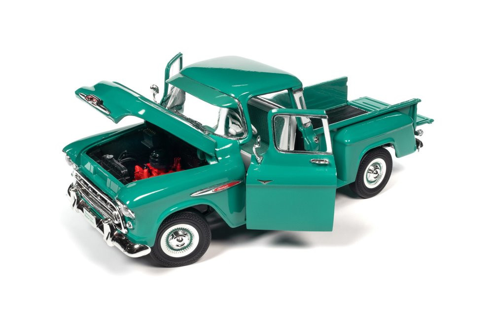 1957 Chevy 3100 Stepside Pickup Truck, Ocean Green - Auto World 