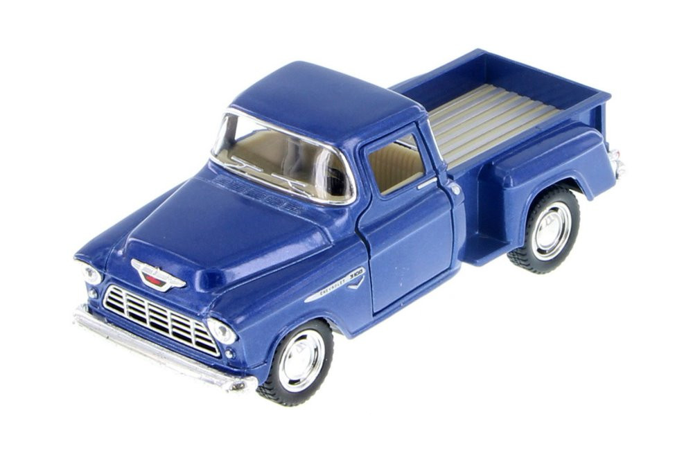 1955 Chevy Stepside Pickup, Blue - Kinsmart 5330WBU - 1/32 scale Diecast Model Toy Car