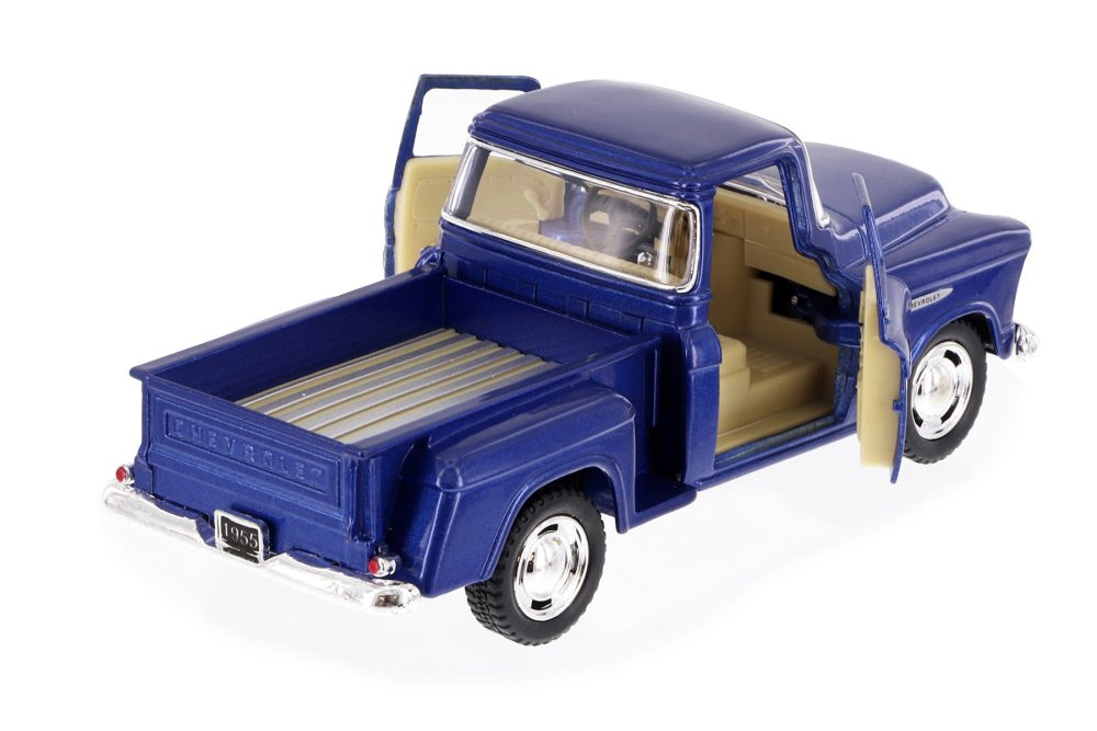 1955 Chevy Stepside Pickup, Blue - Kinsmart 5330WBU - 1/32 scale Diecast Model Toy Car