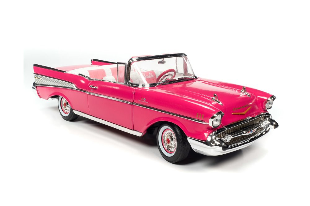 1957 Chevy Bel Air Convertible, Pink - Auto World AWSS128 - 1/18 scale Diecast Model Toy Car