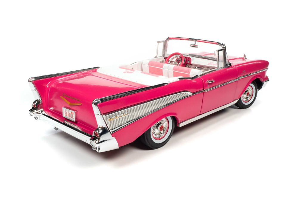 1957 Chevy Bel Air Convertible, Pink - Auto World AWSS128 - 1/18 scale Diecast Model Toy Car