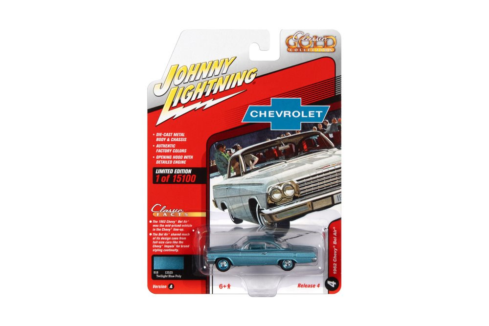 1962 Chevy Bel Air Bubbletop, Twilight Blue - Johnny Lightning JLSP187/24A  - 1/64 scale Diecast Car