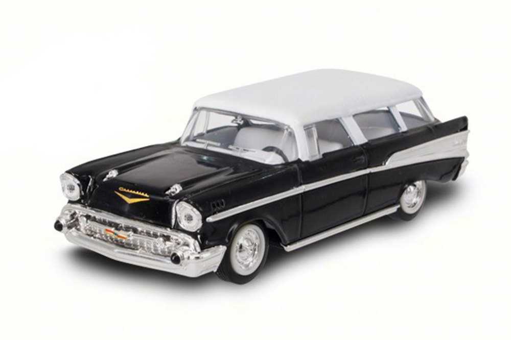 1957 Chevrolet Nomad, Black w/ White - Road Signature 94203 - 1/43 Scale Diecast Model Toy Car