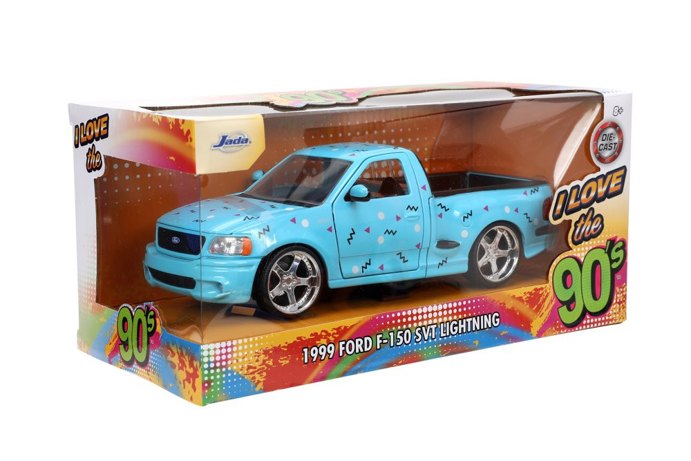 1999 Ford F-150 SVT Lightning Pickup Truck, Light Blue - Jada Toys 31378 -  1/24 scale Diecast Car