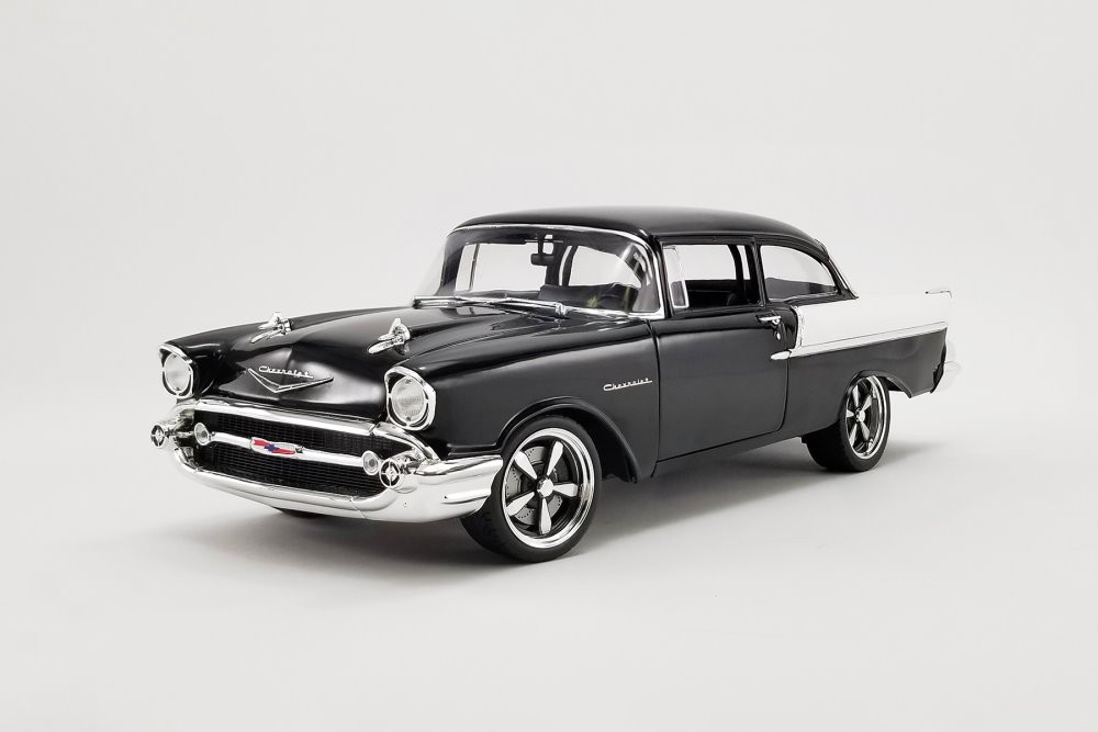 1957 Chevy 150 Restomod Hourglass, Black - Acme A1807012 - 1/18 scale Diecast Model Toy Car