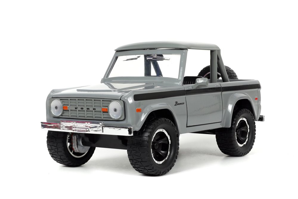 1973 Ford Bronco Pickup Truck with Extra Wheels, Gray - Jada Toys 33849 - 1/24 scale Diecast Car