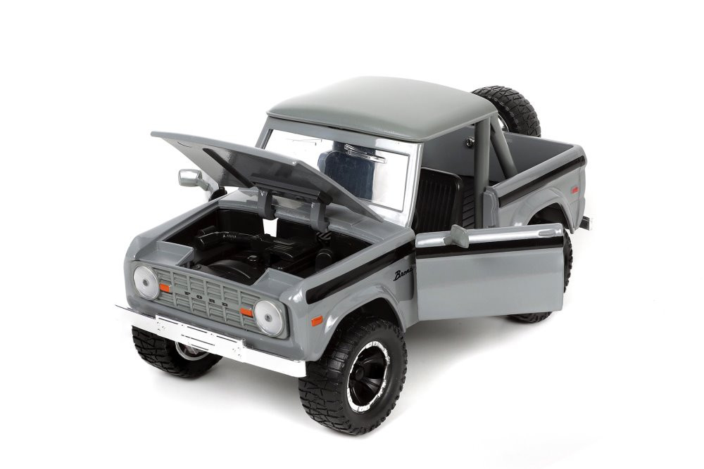 1973 Ford Bronco Pickup Truck with Extra Wheels, Gray - Jada Toys 33849 - 1/24 scale Diecast Car