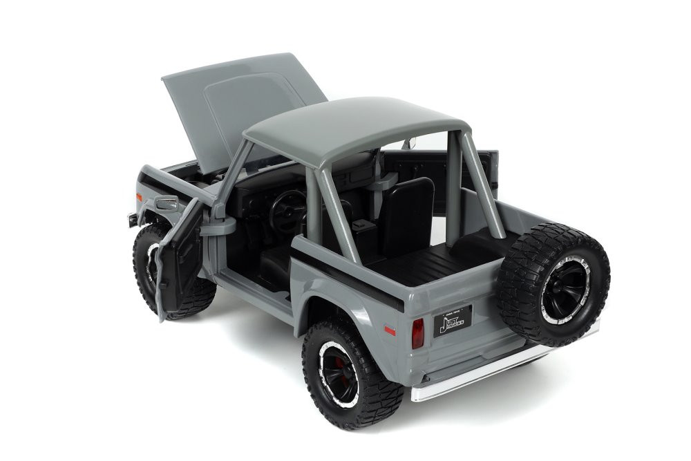 1973 Ford Bronco Pickup Truck with Extra Wheels, Gray - Jada Toys 33849 - 1/24 scale Diecast Car