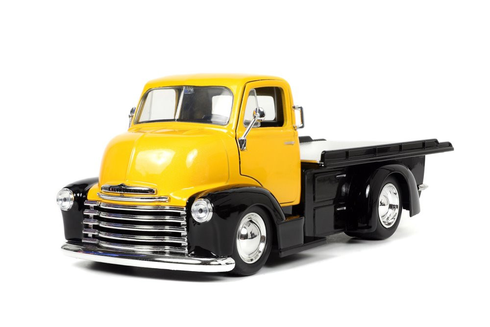 1952 Chevy COE Flatbed w/ Extra Wheels, Yellow and Black