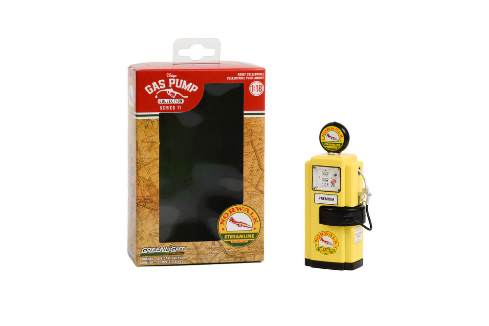 1948 Wayne 100-A Gas Pump Norwalk Gasoline, Yellow, Greenlight