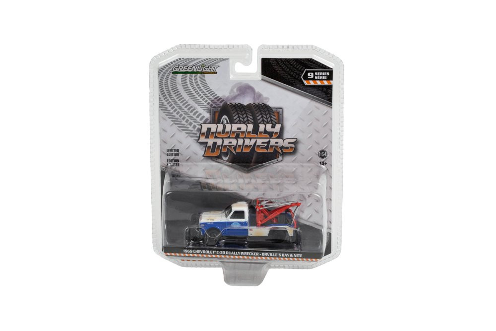 1969 Chevy C-30 Dually Wrecker, Blue & White - Greenlight 46090B