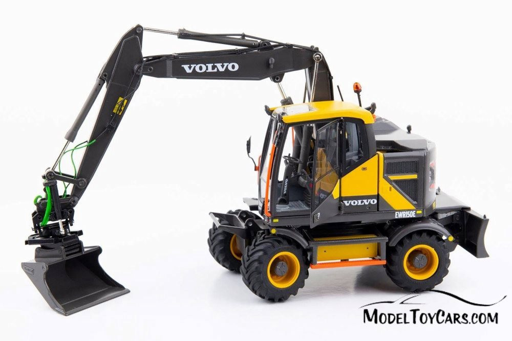 Volvo EWR150E Excavator with Steelwrist Tiltrotator and Nokian Tires, Yellow with Black - AT Collections AT3200100 - 1/32 Scale Diecast Model Toy Car