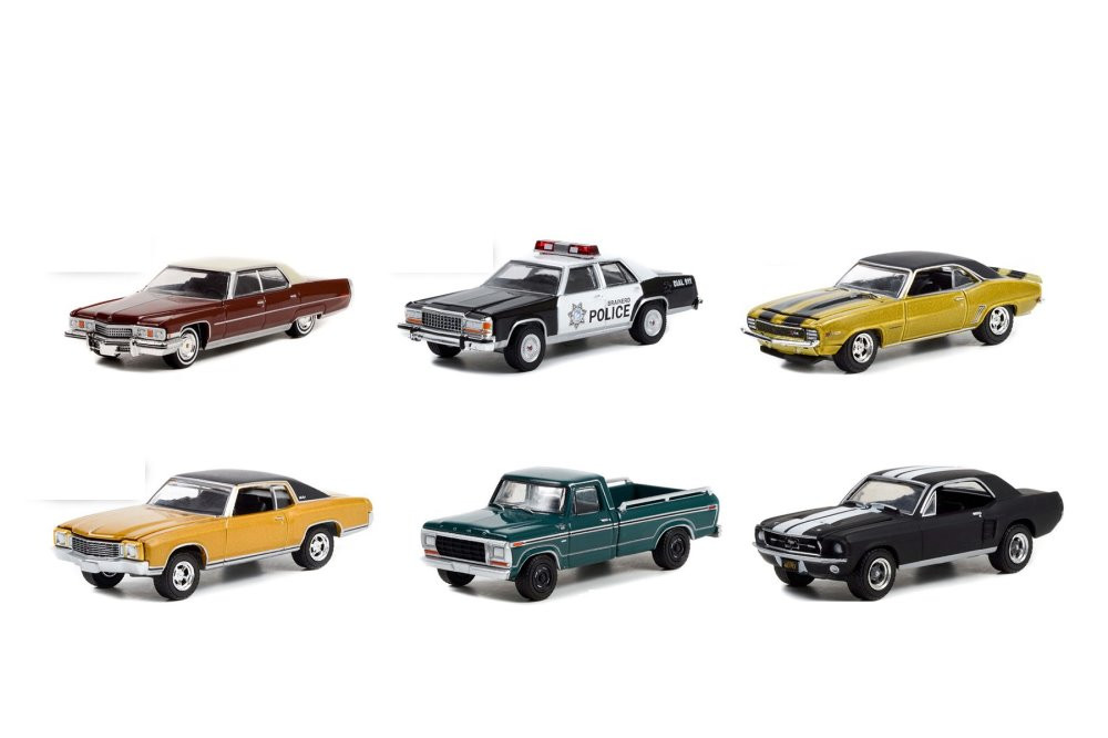 Greenlight Hollywood Series 35 Diecast Car Set - Box of 6 assorted 1/64 Scale Diecast Model Cars
