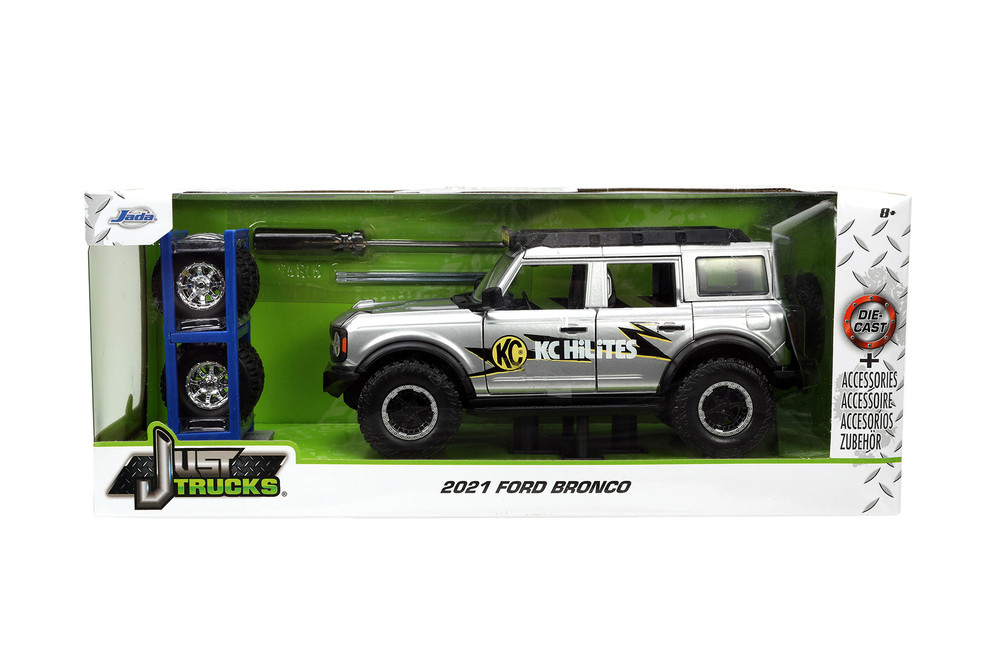 2021 Ford Bronco with Extra Wheels, Gray Metallic - Jada Toys