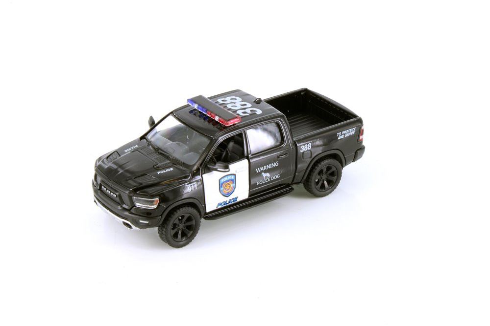 2019 Dodge Ram 1500 Police Pick-Up truck, Black - Kinsmart 5413DP - 1/46 scale Diecast Car