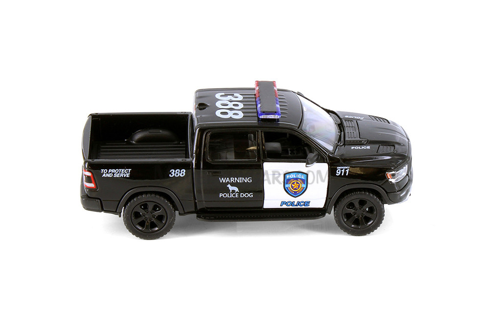 2019 Dodge Ram 1500 Police Pick-Up truck, Black - Kinsmart 5413DP - 1/46 scale Diecast Car