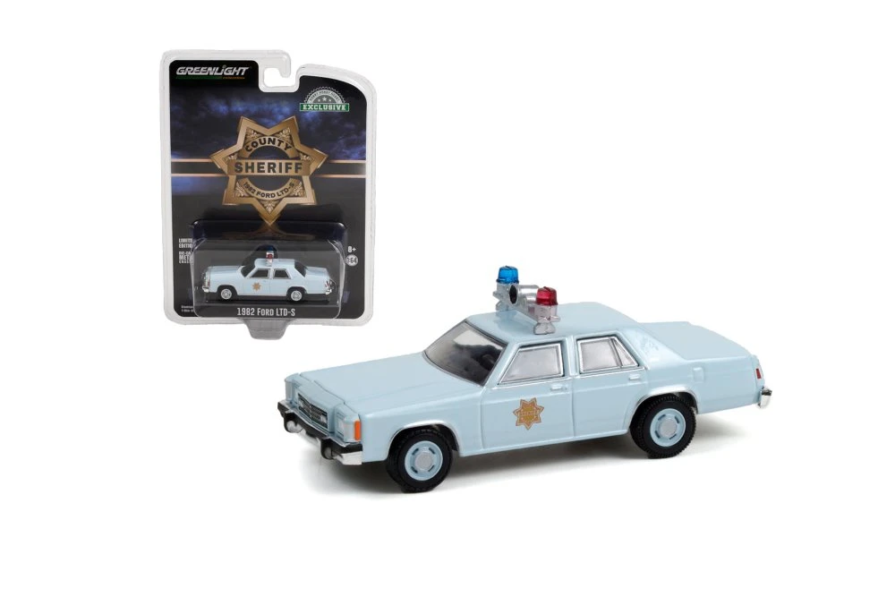 1982 Ford LTD-S - County Sheriff, Light Blue - Greenlight 30304/48 - 1/64 scale Diecast Car