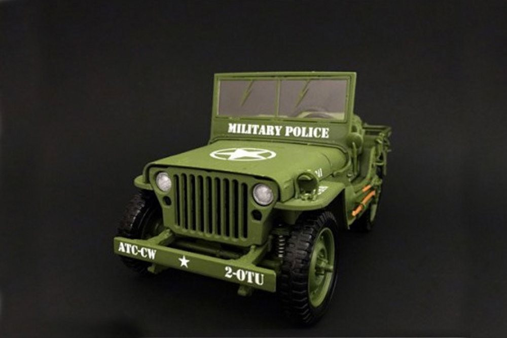 ARMY Jeep Vehicle Military Police, Green - American Diorama 77406 - 1/18 Scale Diecast Model Toy Car