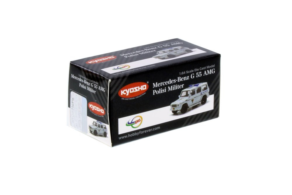 Mercedes-Benz G 55 AMG Polisi Militer, White - Kyosho K07021H1W - 1/64 scale Diecast Car