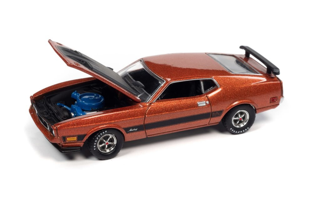 1973 Ford Mustang Mach 1, Copper Metallic Red - Auto World AWSP099/24A - 1/64 scale Diecast Car