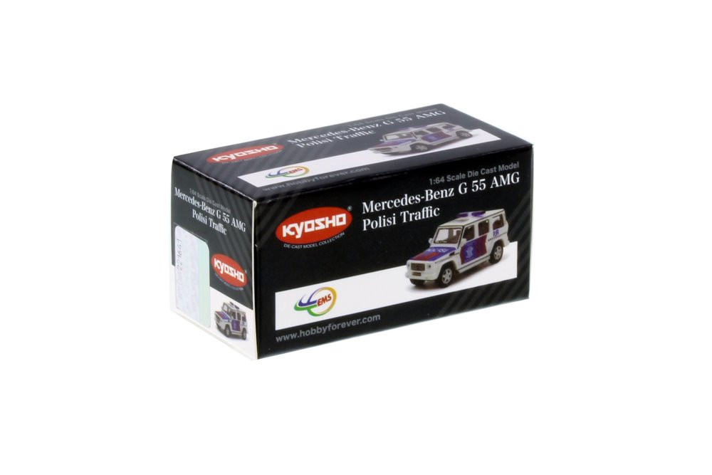 Mercedes-Benz G 55 AMG Polisi Traffic, White - Kyosho K07021H3W - 1/64 scale Diecast Car